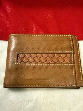 Tommy Bahama Men's Money Clip Bifold Leather Wallet with Braided Accent